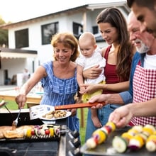 multigenerational family outside at home