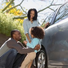 family with a new car